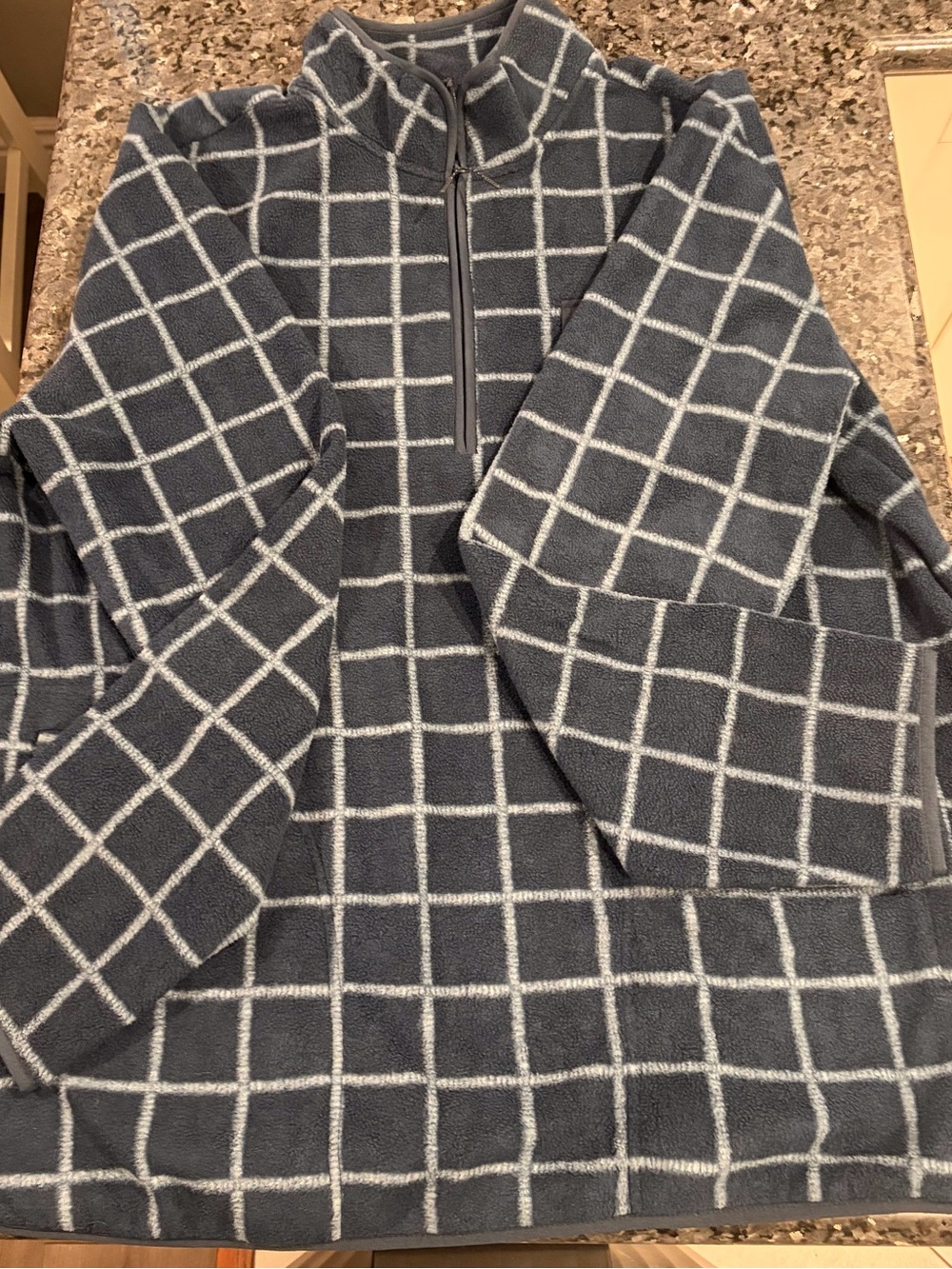 Goodfellow & Co Navy and White Grid Half-Zip Sweater